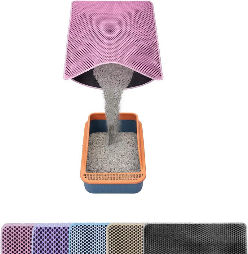 UF-SHARP Cat Litter Mat Litter Trapping Mat,Cat Litter Box Mat 32"x22", 2 Layer Llitterbox Mat,Waterproof Urine Proof, Clean Easily, Collapsable, Medium - Image 1